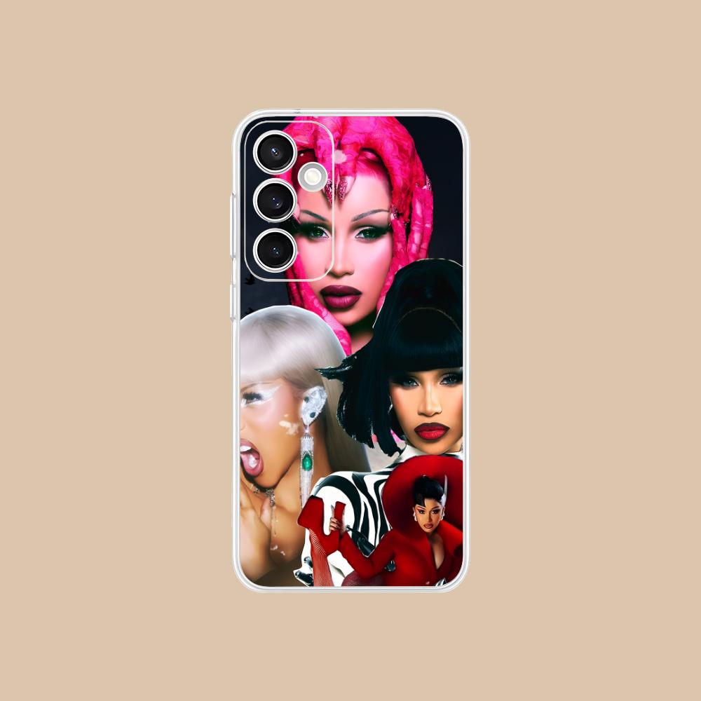 Cardi B Clear Mobile Phone Case for Samsung Galaxy S25 S24 S23 S22 S21Plus FE Ultra Colorful Cover