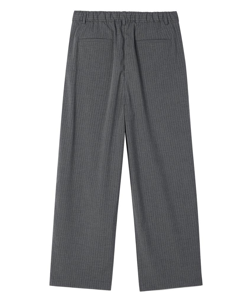 PRAIRIE Double-Pleated Pinstripe Wide Slacks (Gray)