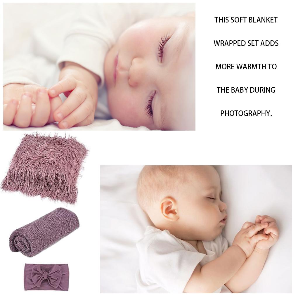 3pcs Baby Clothes Photography Props Newborn Dress Cotton Polyester Baby Wrap Suit 0-6months