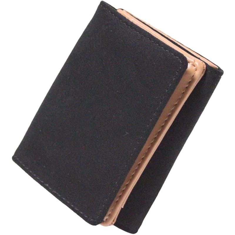 

[Berkut] Black x beige trifold wallet men s alcantara wallet trifold wallet mini wallet thin wallet compact wallet small wallet folding compact Thin
