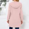 BITCED Women's Outdoor Sports Water-Resistant Trench Coat with Hood Long-Sleeved Spring/Autumn Loose-Fit Casual Windbreaker