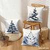 Blue Stars Pine Christmas Tree Cushion Cover Organic Short Plush Pillow Case Machine Washable Wrinkle-Resistant Soft Durable