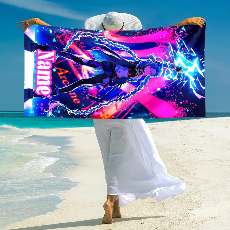 Personalized Electric Arcane Dance Beach Towel Microfiber Beach Towel Thin Absorbent for Beach Swimming Yoga Bath Sports. 091053