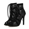 Sexy High Heels Hohl Mesh Sandalen Frauen Sommer Kreuz-gebunden Peep Toe Heels Sandalen Ankle Strap Tanzschuhe Schwarz Net Sandalen