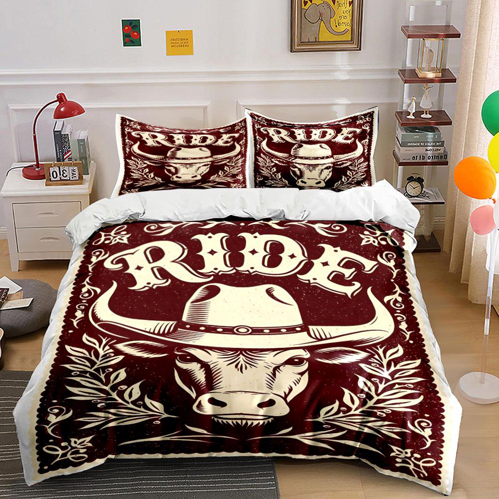 

Cow head, hat, Ride . Bedding sets Duvet cover sets Duvet covers Pillowcases(1 * Duvet Cover 2 * Pillowcases without duvet insert) 135x200cm