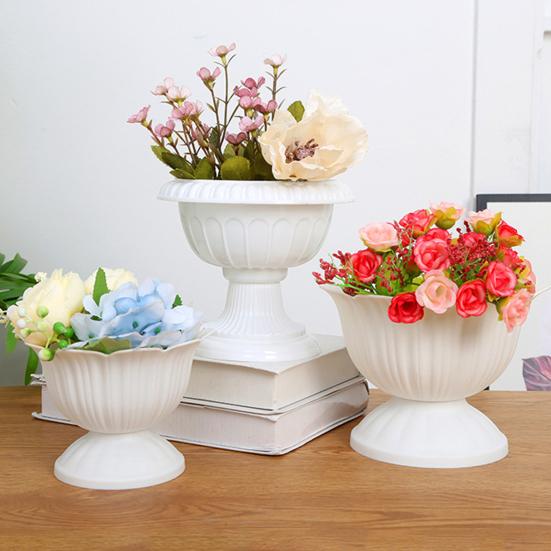Runder Mini-Blumentopf aus Kunststoff Vintage Schreibtisch-Pflanzenbehälter für Kräuter Entwässerung Bereit Innen Außen Pflanzgefäß für Zuhause Büro Garten