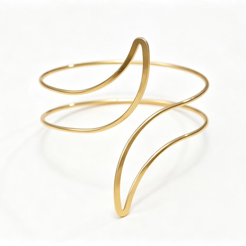 Fashionable Adjustable Spiral Metal Arm Ring for Women