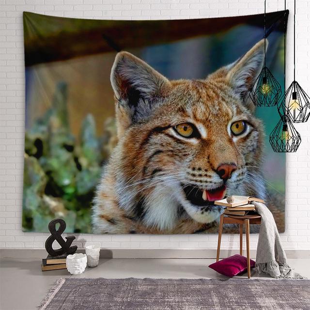 Tiger løveteppe Barneromsdekorasjon Dyreveggdekorasjon Tapetet Stue Soverom Sovesal Hjemmeinnredning