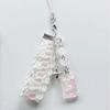 Lovely Phone Charm Colorful Beaded Keychain Acrylic Alloy Keyring Bag Accessory
