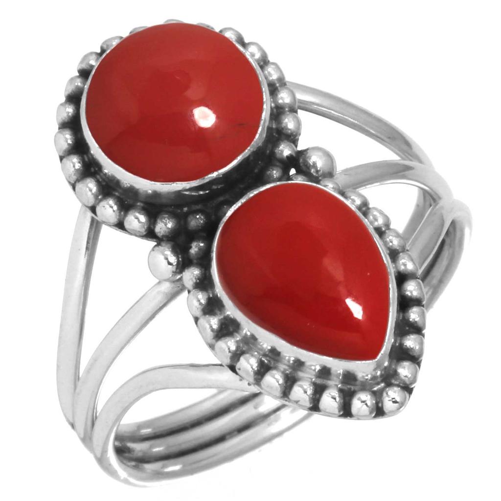 925 Sterling Silver Ring Women Gemstone Handmade Jewelry Christmas Gift Malachite Moonstone Rose Quartz Red Stone Smoky Topaz Tiger Eye Costume