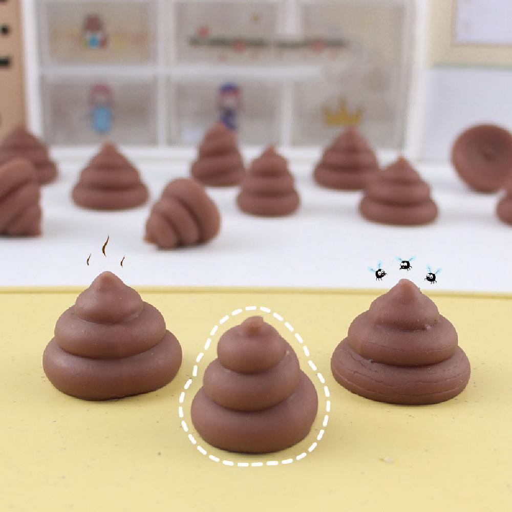 3 Pcs Novelty Funny New Mini Cute Cartoon Poop Squeezing Poop Fidgety Fingertip Squishy Toys Spoofs Props Party Games Kids Toy