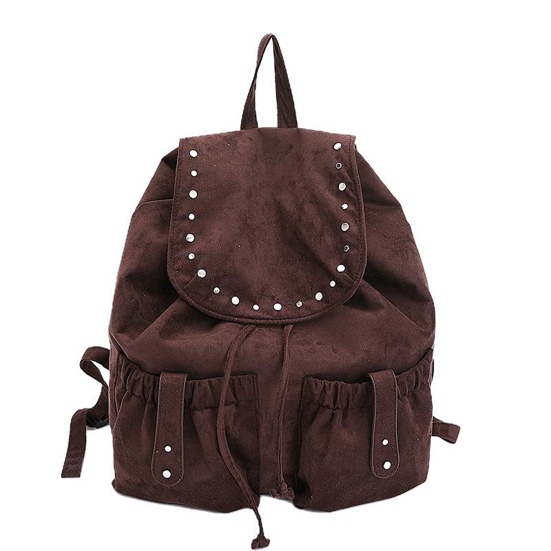 

Suede large-capacity backpack women s autumn and winter new casual simple schoolbag retro commuter backpack