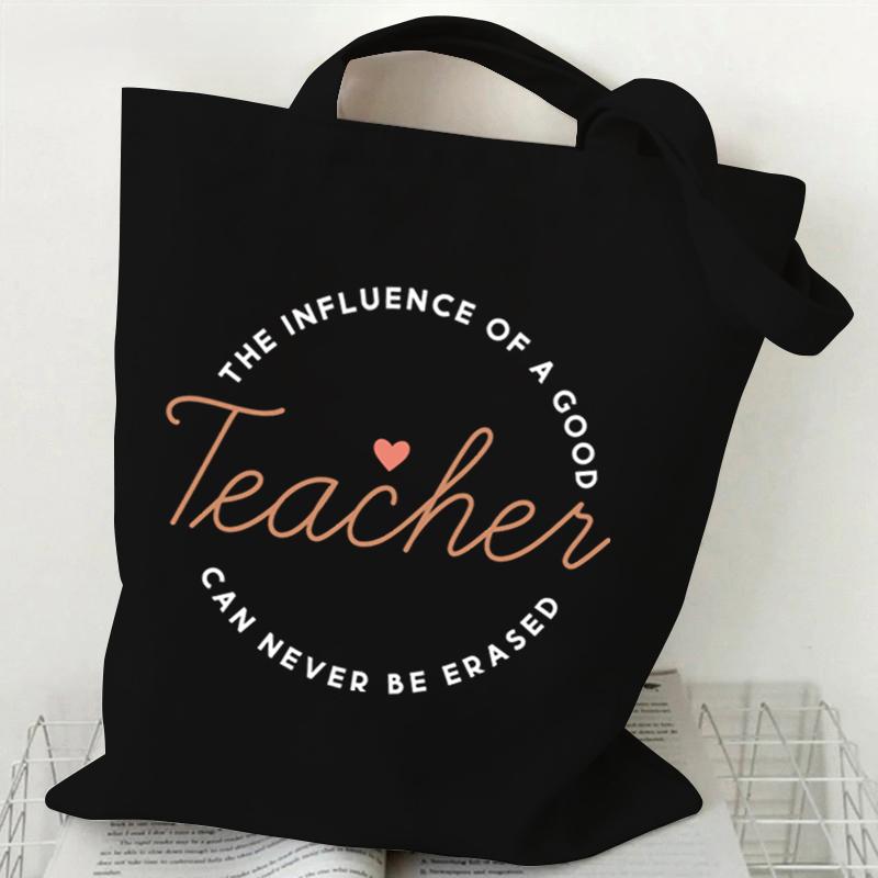 Life Graphics Women Canvas Shoulder Bag Leopard Print Letters Shopping Bag Teacher Best Gift Female Reusable Handbags