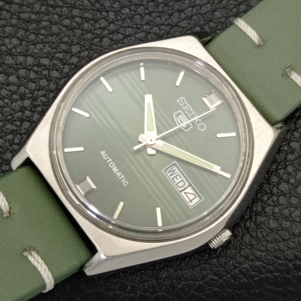 VINTAGE SEIKO 5 AUTOMATIC JAPAN 6309A MENS GREEN COLOR DIAL WATCH A701288-5 R206a-a701288