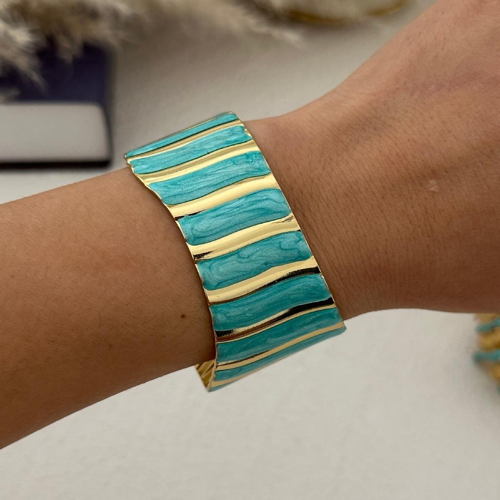 KMVEXO Blue Tones Y2K Vintage Imitation Enamel Irregular Geometry Open Bangle Women Bracelet Jewelry Man Trendy Party Aesthetic