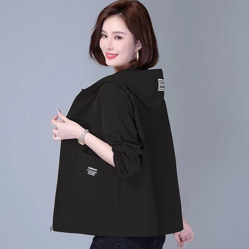 Casual Large Size Loose Hooded Short Jacket Female Spring and Autumn New Korean Jacket