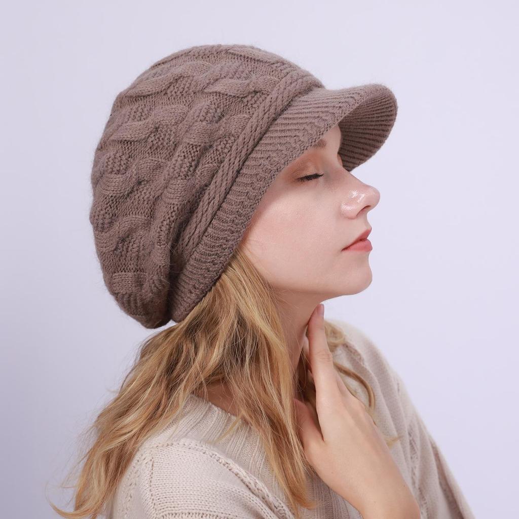 Fried Dough Twists Knit Hat Plush Thickened Warm Wool Hat Suitable for outdoor wind protection in autumn and winter