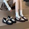 Premium Sense Comfortable Casual British Style Single Shoes Women's Spring and Summer New Retro Style Versatile Round Head Single Shoes Women
