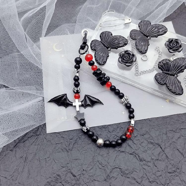 Fledermaus-Anhänger Handy-Schlaufen Schlüsselanhänger Kristall-Stern-Anhänger Kette Handy-Lanyard