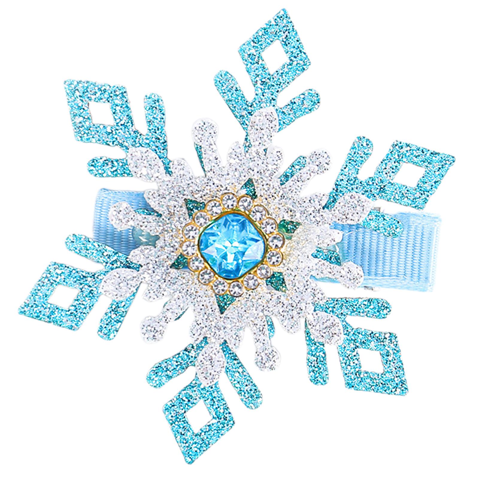 

Stylish Crystal Hairpin Snowflake Shape Balletcore Headwear Bunches Clip Elegant Glitter Hair Clip Photo Props синий
