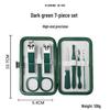 18-Piece Dark Green Stainless Steel Nail Care Set with Clippers, Scissors, and Hawkbill Pliers