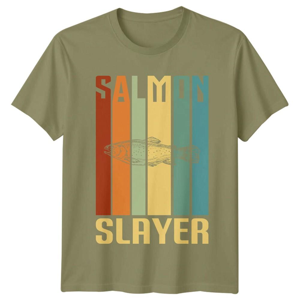 

Salmon Slayer Fishing Mens TShirt Sport Fisherman Gift Unisex T-Shirt L
