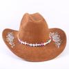 Popular Chapéu de Cowboy Ocidental Clássico Europeu e Americano de Camurça para Homens e Mulheres com Aba Larga Bordado Chapéu de Sol para Exterior