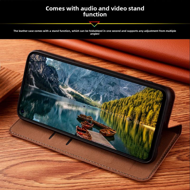 Pokrowiec z klapką z prawdziwej skóry dla Apple iPhone 15 Pro, 14 Plus, 13 Pro Max i 12 Mini.