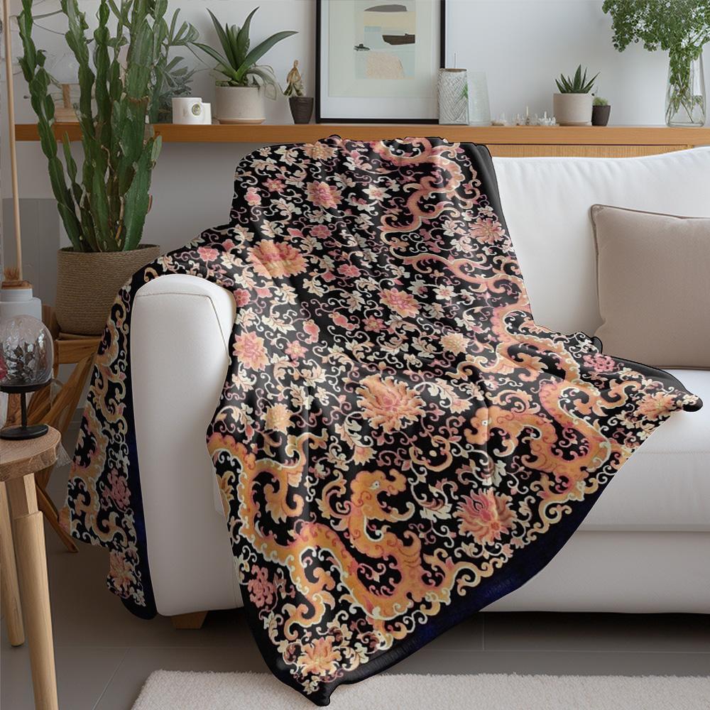 Floral Paisley Pattern Fleece Blanket Soft Warm Throw Bed Sofa Decorative Cushion Cover Gift