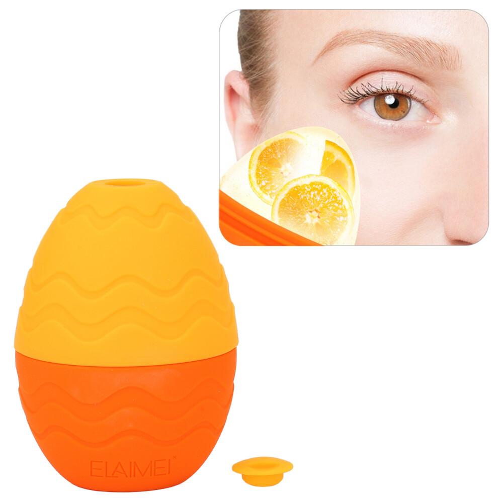 Egg Shaped Silicone Ice Face Roller for Puffiness, Dark Circles, Skin Firming, Orange