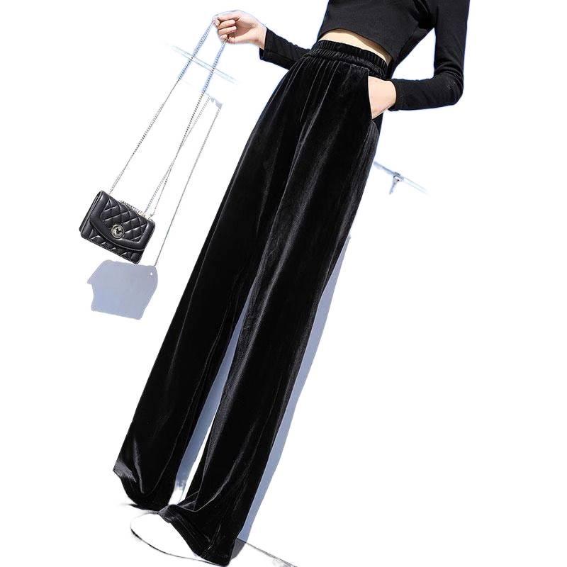 2025 Damen Samthose: Gold, Schwarz, Weit- und Schmalbeinoptionen für Herbst/Winter