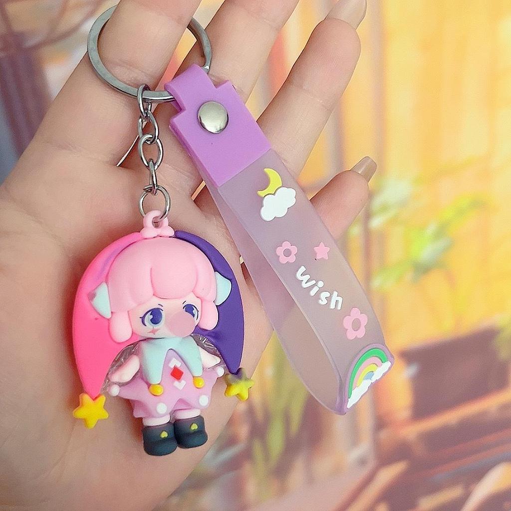 Creative Bubble Elf Girl Keychain Pendant - Cartoon Bag & Car Accessory, Cute Couple Gift
