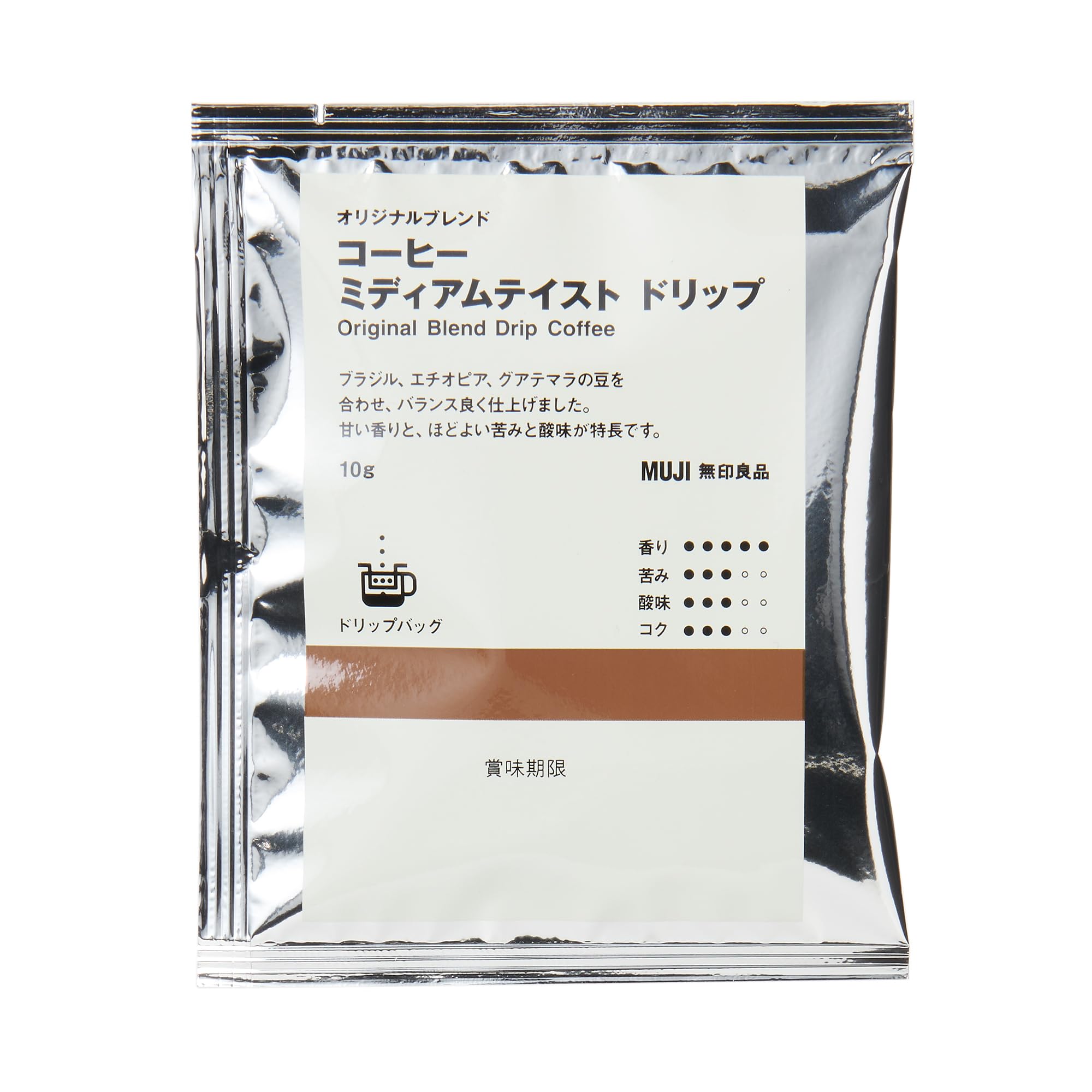 

MUJI Original Blend Drip Coffee Средний вкус 10 г 83868413 (Индивидуально упаковано)