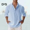 Anti Pilling Shirt Top V Neck Classic Men Summer Loose Shirt