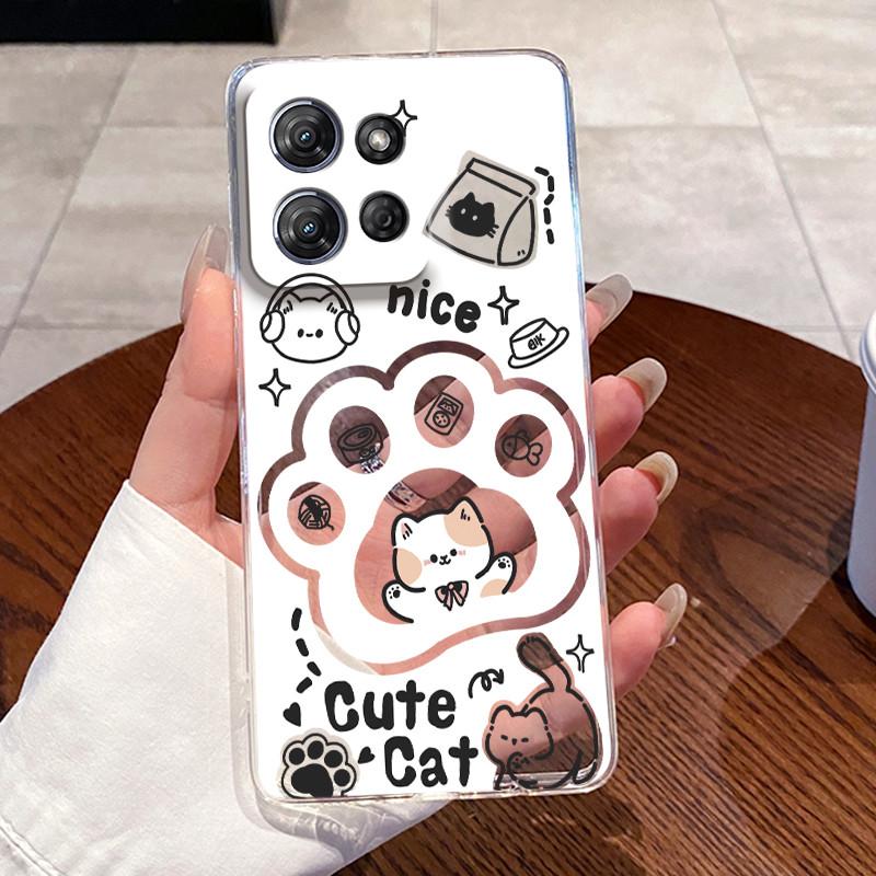 Jelly Casing For Motorola Moto G Power 2025/Moto G Play 2025 Clear Silicone Soft TPU Back Cover Cute Cat Rabbit Protective Case