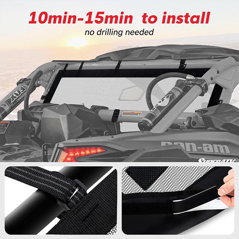 For Can-am Maverick X3 Max Turbo R RR 4x4 XMR XDS XRC XRS X DS RS 715006387 Clear Rear Windshield Net UTV Window 2017-2024