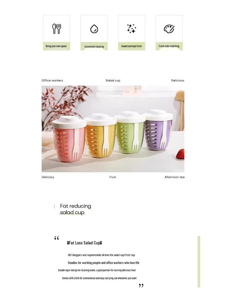 Portable Food-Grade Cutlery Set for Camping, Picnic, and Office with Fork and Salad Cup