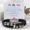 Leather Rope Bracelet Cowhide Men's Double-layer Stainless Steel Leather Woven Bracelet Handmade Multi-layer Bracelet
