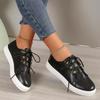 Summer White Women Shoes Fashion Round Toe Platform Shoes Plus Size Casual Sneakers Lace Up Flats Women Slip On Tennis Shoes