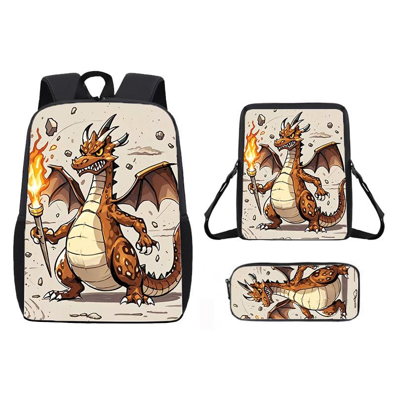 Dinosaur Print Animal Children School Backpack With Durable Material Oxford