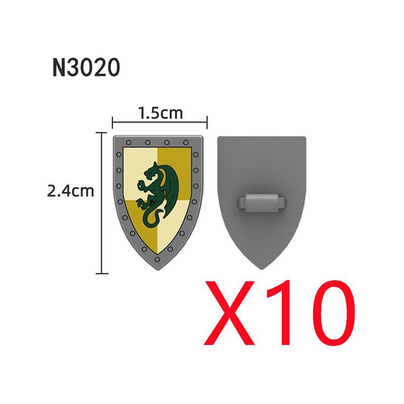 MOC Medieval Military Building Blocks Accessories Ancient Castle Knight Armor Viking Round Dragon Shield Flag Brick Toy Gift R62
