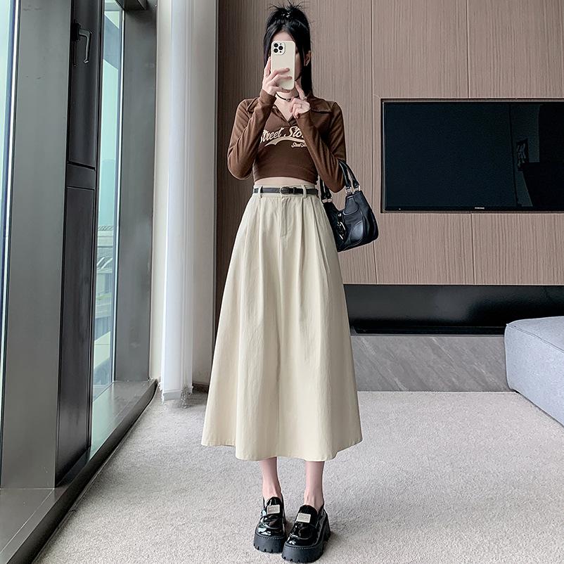 

Юбка из стираного хлопка женская с высокой талией, маятниковая, драпирующая бедра, средней длины, юбка-зонт XL абрикосовый