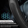 XCBYT Steering Wheel Cover - Black Leather Steering Wheel Wrap Great Grip With 3D Honeycomb Quick And Effortless Tallation Non-Slip Silicone Inner