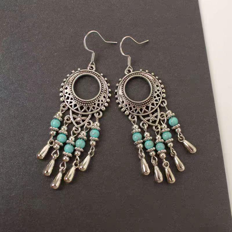 Bohemian Ethnic Teardrop Earrings: Retro, Fashionable & Versatile for Travel and Streetwear