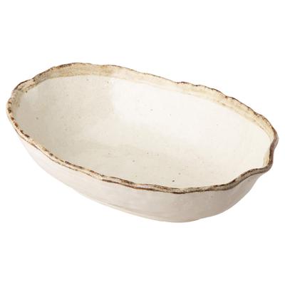 Ciotola a forma di foglia Karatsu bianca Mino Ware K72058