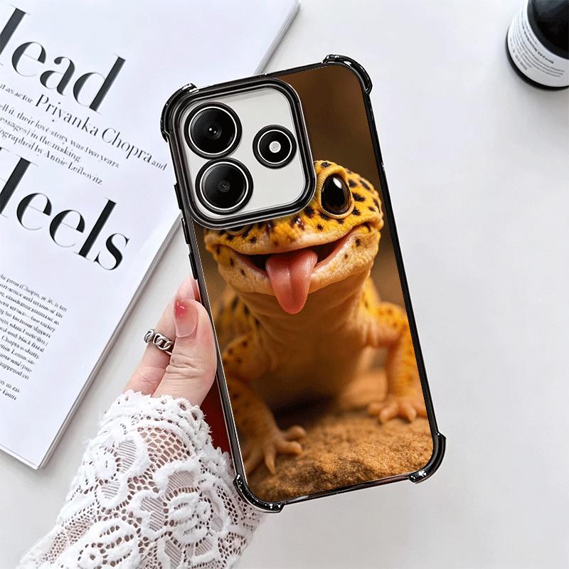 Lizards Geckos Cute Pet Plating Phone Case For Xiaomi Redmi Note 14 15 Pro Plus 13 12 11 11S 11T 10 9S 9 5G Anti-Fall Airabag Co