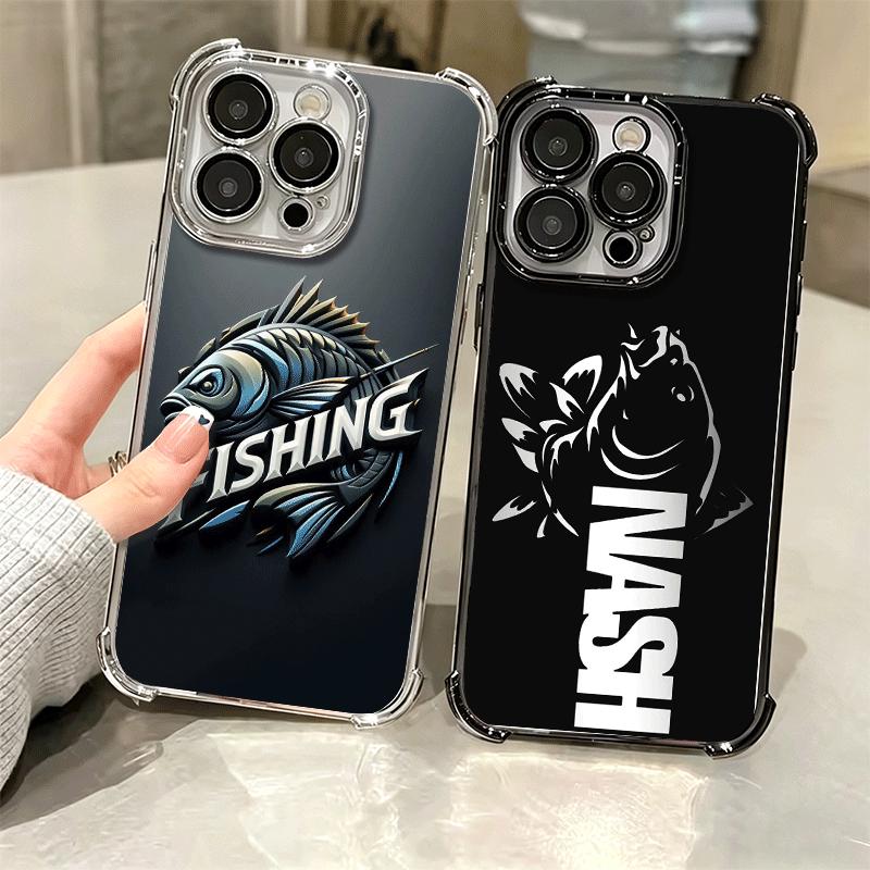 Nash Fishing Fish Mark Soft Phone Case For iPhone 15 16 17 Air 14 Pro Max 16E Plus 13 12 Mini Plating Anti-Fall Fundas