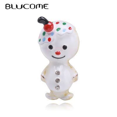 Cute Cartoon Oil Dripping White Snow Baby Brooch Christmas Snowman Pin Women Jewelry Accessories