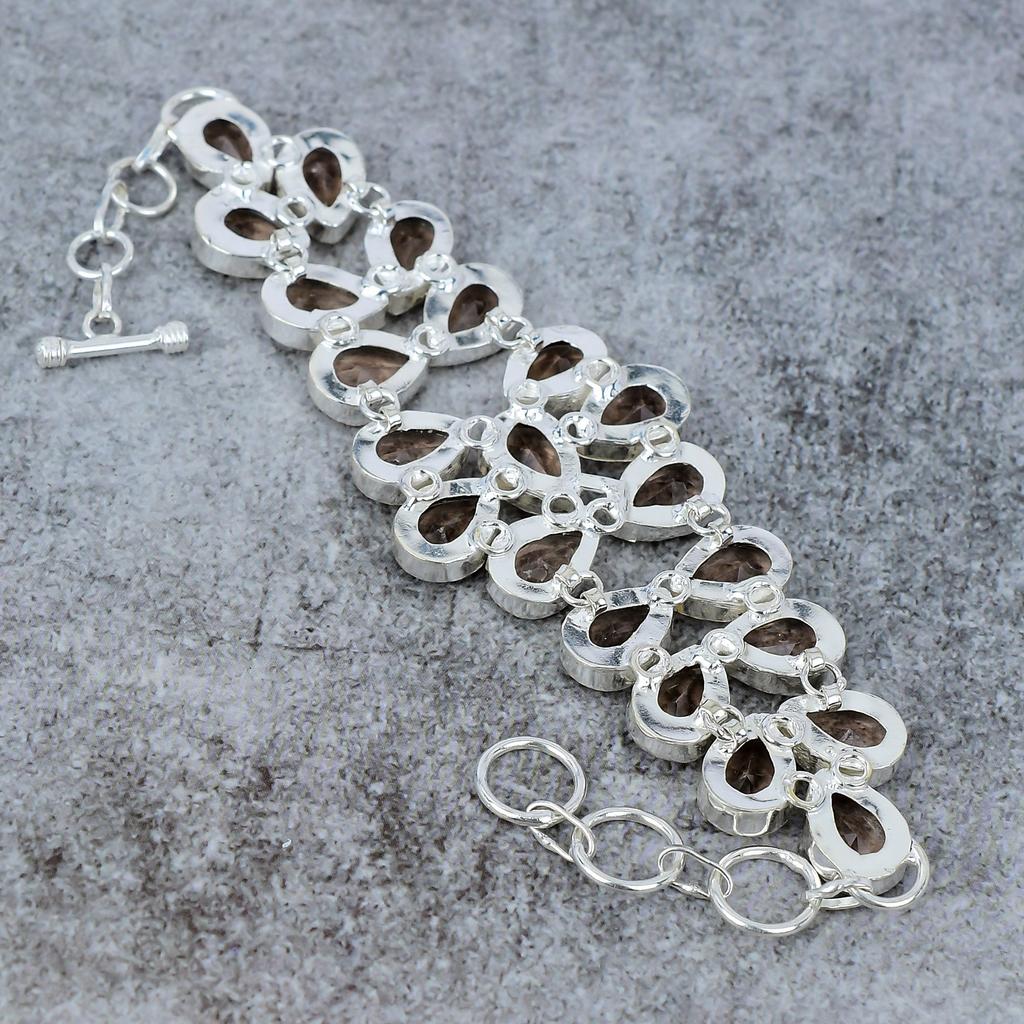 Morganite Gemstone Handmade 925 Sterling Silver Bracelet 7-8" M-288