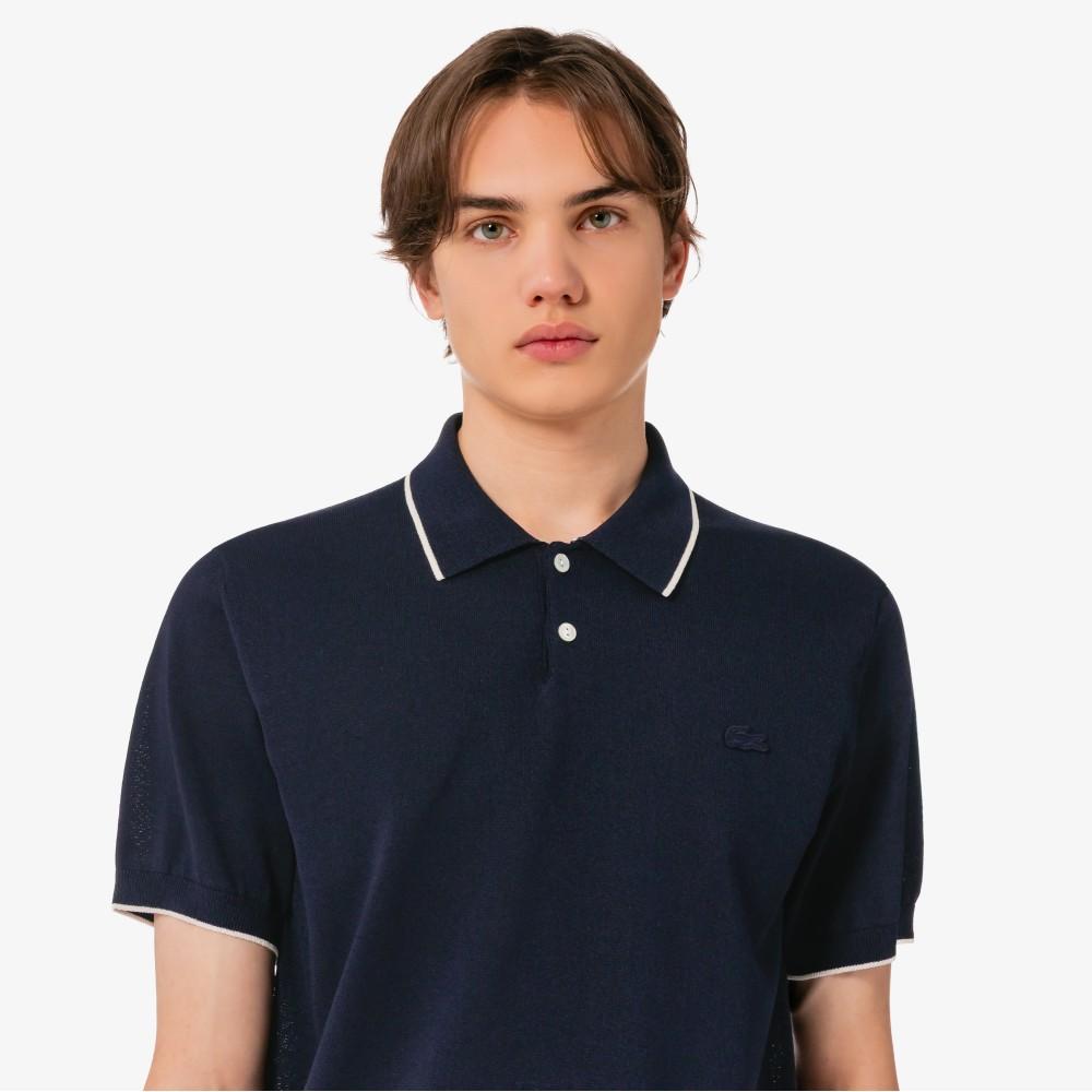 Lacoste Men's Tipped Paper Short Sleeve Sweater Polo Shirt PH744E-56G166